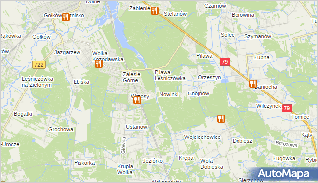 mapa Nowinki gmina Piaseczno, Nowinki gmina Piaseczno na mapie Targeo