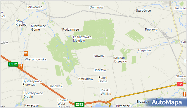 mapa Nowiny gmina Piaski, Nowiny gmina Piaski na mapie Targeo