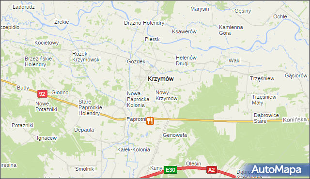 mapa Nowy Krzymów, Nowy Krzymów na mapie Targeo