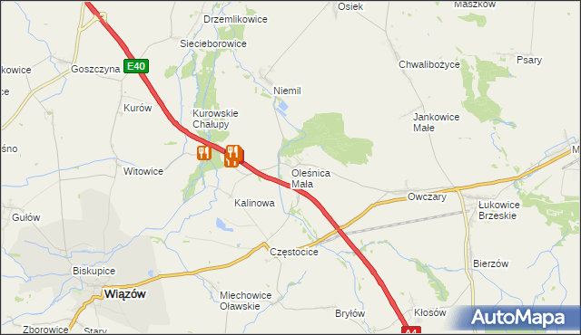 mapa Oleśnica Mała, Oleśnica Mała na mapie Targeo