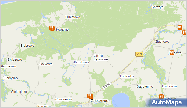 mapa Osieki Lęborskie, Osieki Lęborskie na mapie Targeo