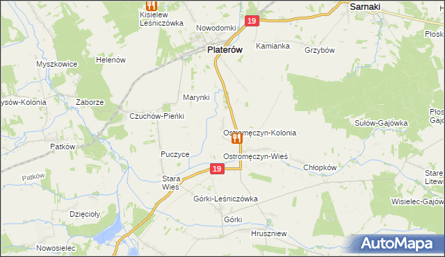 mapa Ostromęczyn-Kolonia, Ostromęczyn-Kolonia na mapie Targeo