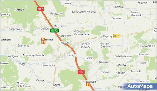 mapa Ostrożeń Drugi, Ostrożeń Drugi na mapie Targeo