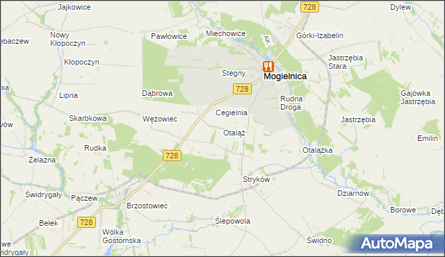 mapa Otaląż gmina Mogielnica, Otaląż gmina Mogielnica na mapie Targeo
