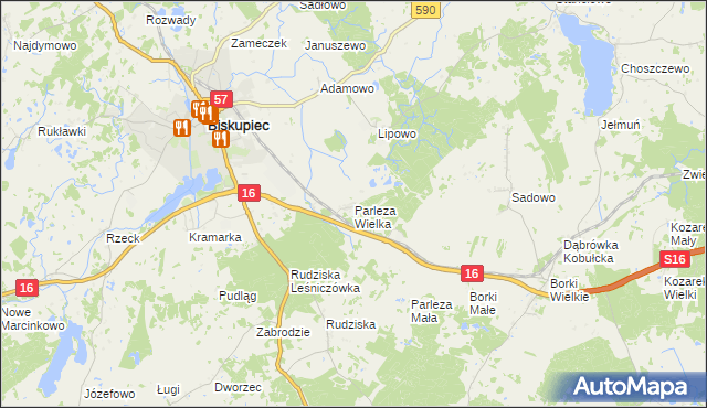 mapa Parleza Wielka, Parleza Wielka na mapie Targeo