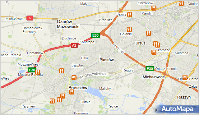 mapa Piastów powiat pruszkowski, Piastów powiat pruszkowski na mapie Targeo