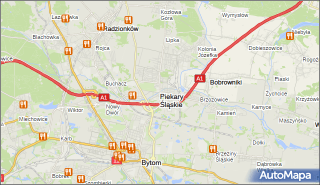 mapa Piekary Śląskie, Piekary Śląskie na mapie Targeo