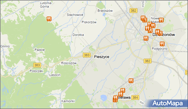 mapa Pieszyce, Pieszyce na mapie Targeo