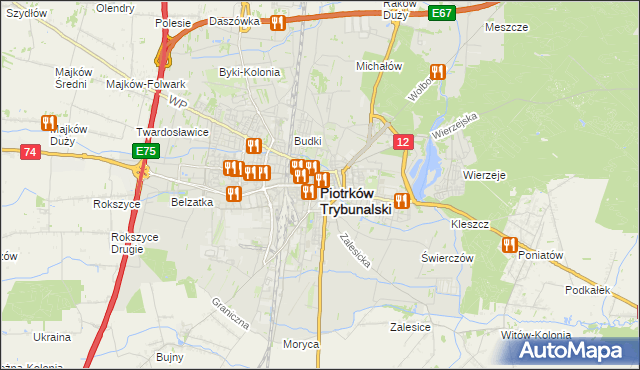 mapa Piotrków Trybunalski, Piotrków Trybunalski na mapie Targeo