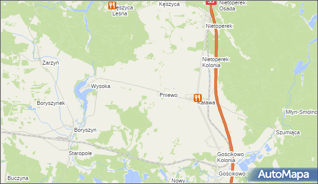 mapa Pniewo gmina Międzyrzecz, Pniewo gmina Międzyrzecz na mapie Targeo