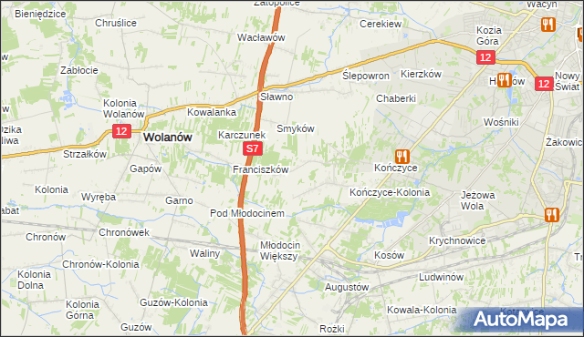 mapa Podlesie gmina Wolanów, Podlesie gmina Wolanów na mapie Targeo