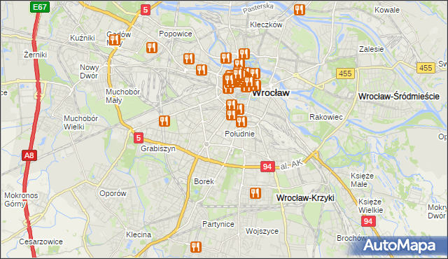 mapa Południe, Południe na mapie Targeo