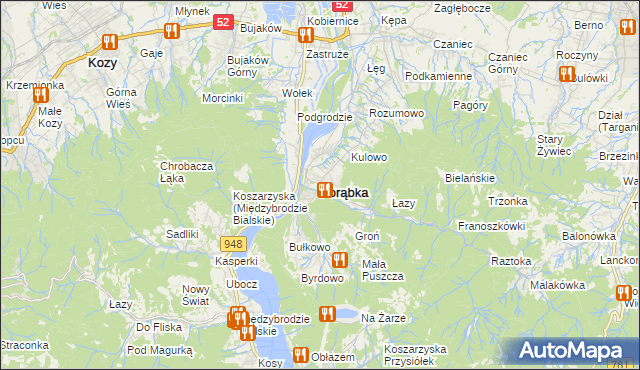 mapa Porąbka powiat bielski, Porąbka powiat bielski na mapie Targeo
