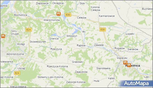 mapa Rąblów, Rąblów na mapie Targeo