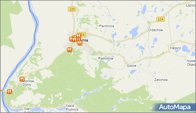 mapa Radostów gmina Cedynia, Radostów gmina Cedynia na mapie Targeo