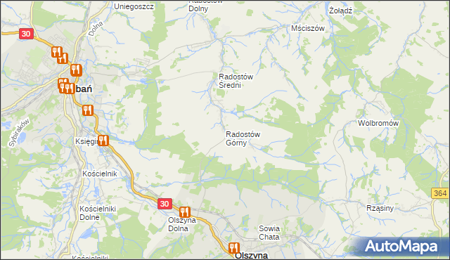 mapa Radostów Górny, Radostów Górny na mapie Targeo