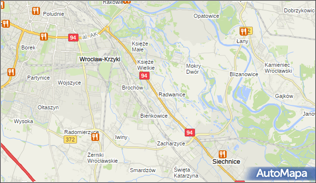 mapa Radwanice gmina Siechnice, Radwanice gmina Siechnice na mapie Targeo