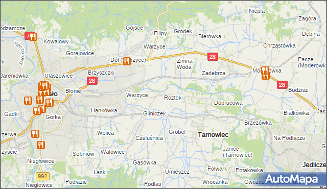 mapa Roztoki gmina Tarnowiec, Roztoki gmina Tarnowiec na mapie Targeo