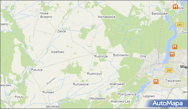 mapa Rudnicze gmina Wągrowiec, Rudnicze gmina Wągrowiec na mapie Targeo