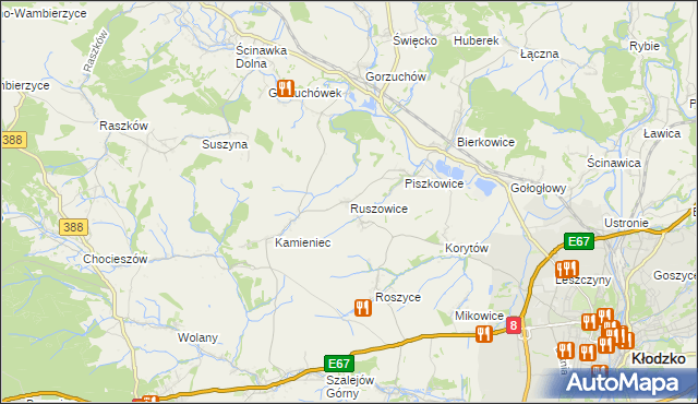 mapa Ruszowice gmina Kłodzko, Ruszowice gmina Kłodzko na mapie Targeo