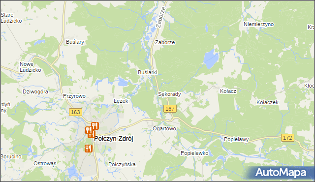 mapa Sękorady, Sękorady na mapie Targeo