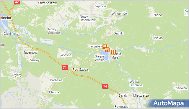 mapa Sielpia Wielka, Sielpia Wielka na mapie Targeo