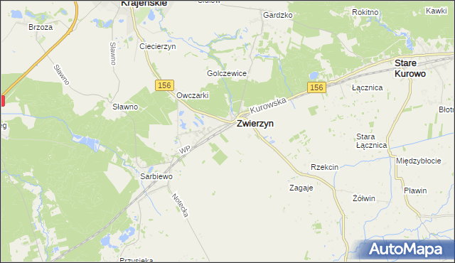 mapa Sierosławice gmina Zwierzyn, Sierosławice gmina Zwierzyn na mapie Targeo