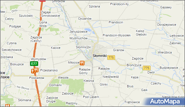 mapa Słomniki, Słomniki na mapie Targeo