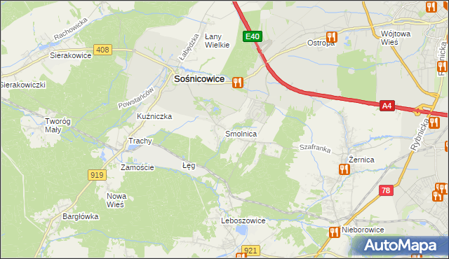 mapa Smolnica gmina Sośnicowice, Smolnica gmina Sośnicowice na mapie Targeo