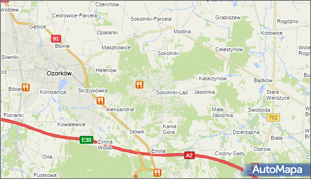 mapa Sokolniki-Las, Sokolniki-Las na mapie Targeo