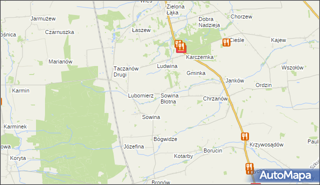 mapa Sowina Błotna, Sowina Błotna na mapie Targeo