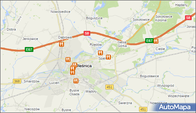 mapa Spalice, Spalice na mapie Targeo