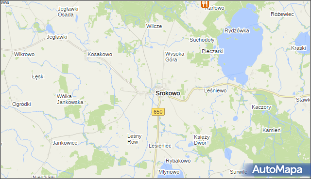 mapa Srokowo, Srokowo na mapie Targeo