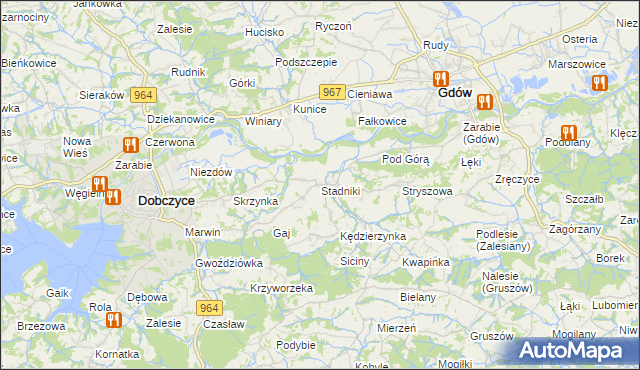 mapa Stadniki gmina Dobczyce, Stadniki gmina Dobczyce na mapie Targeo
