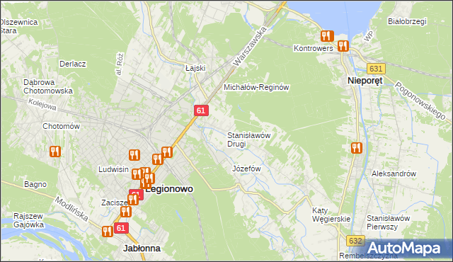mapa Stanisławów Drugi gmina Nieporęt, Stanisławów Drugi gmina Nieporęt na mapie Targeo