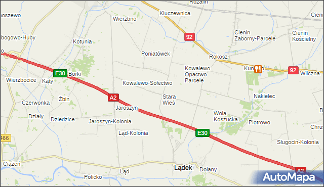 mapa Stara Wieś gmina Słupca, Stara Wieś gmina Słupca na mapie Targeo