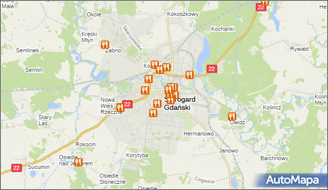 mapa Starogard Gdański, Starogard Gdański na mapie Targeo