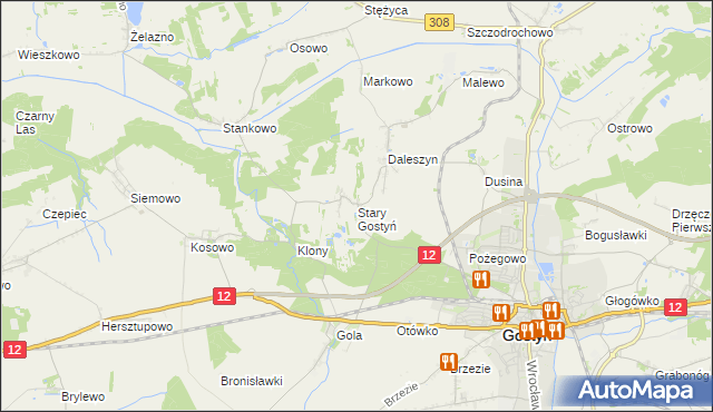 mapa Stary Gostyń, Stary Gostyń na mapie Targeo