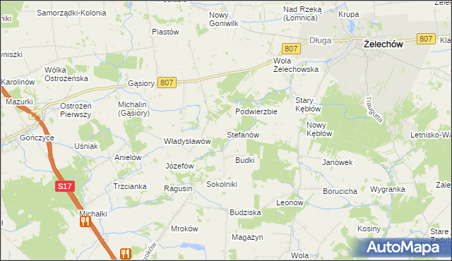 mapa Stefanów gmina Żelechów, Stefanów gmina Żelechów na mapie Targeo