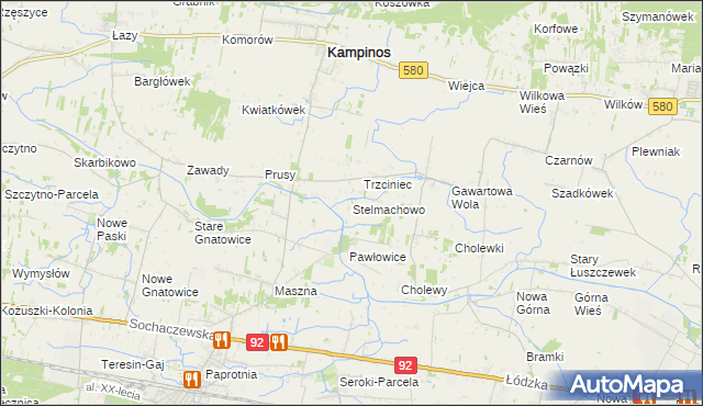 mapa Stelmachowo gmina Leszno, Stelmachowo gmina Leszno na mapie Targeo