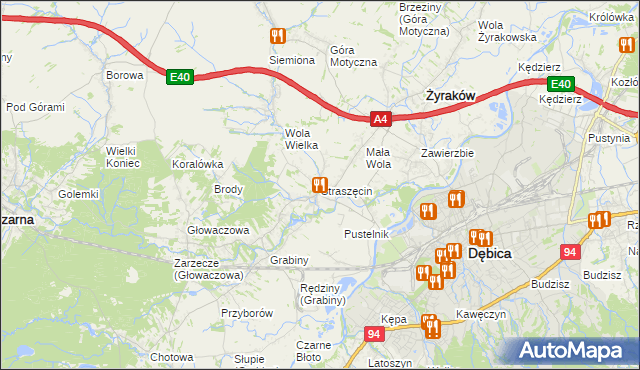 mapa Straszęcin, Straszęcin na mapie Targeo
