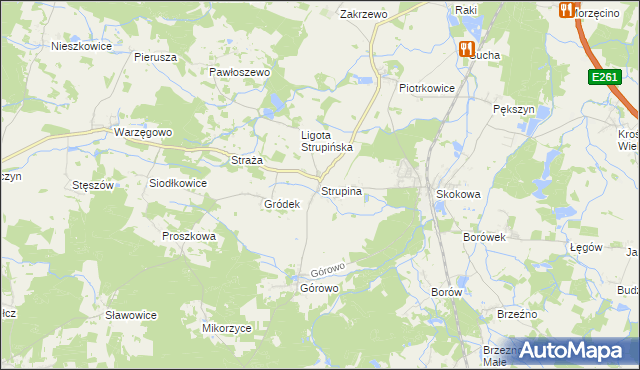 mapa Strupina, Strupina na mapie Targeo