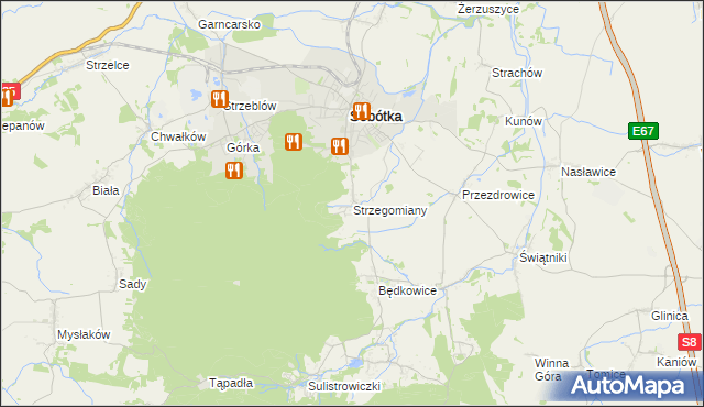 mapa Strzegomiany, Strzegomiany na mapie Targeo