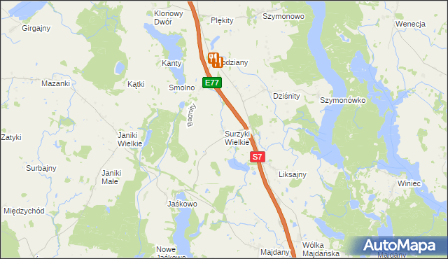 mapa Surzyki Wielkie, Surzyki Wielkie na mapie Targeo