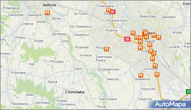 mapa Świerzowa Polska, Świerzowa Polska na mapie Targeo