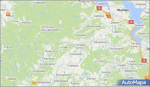 mapa Tarnawa Górna gmina Zembrzyce, Tarnawa Górna gmina Zembrzyce na mapie Targeo