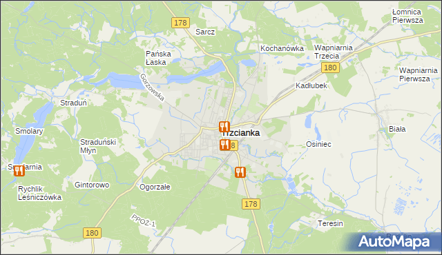 mapa Trzcianka powiat czarnkowsko-trzcianecki, Trzcianka powiat czarnkowsko-trzcianecki na mapie Targeo