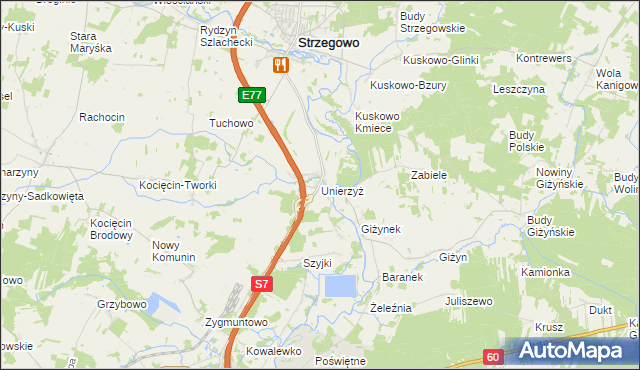 mapa Unierzyż, Unierzyż na mapie Targeo