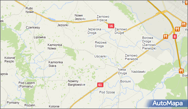 mapa Uścianki gmina Augustów, Uścianki gmina Augustów na mapie Targeo
