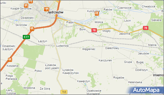 mapa Węgleniec, Węgleniec na mapie Targeo